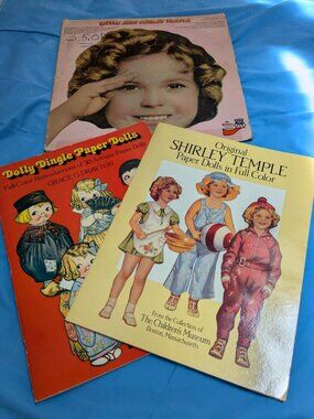 Vintage Lot Repro Dolly Dingle & Shirley Temple Record Album Paper Doll Ephemera